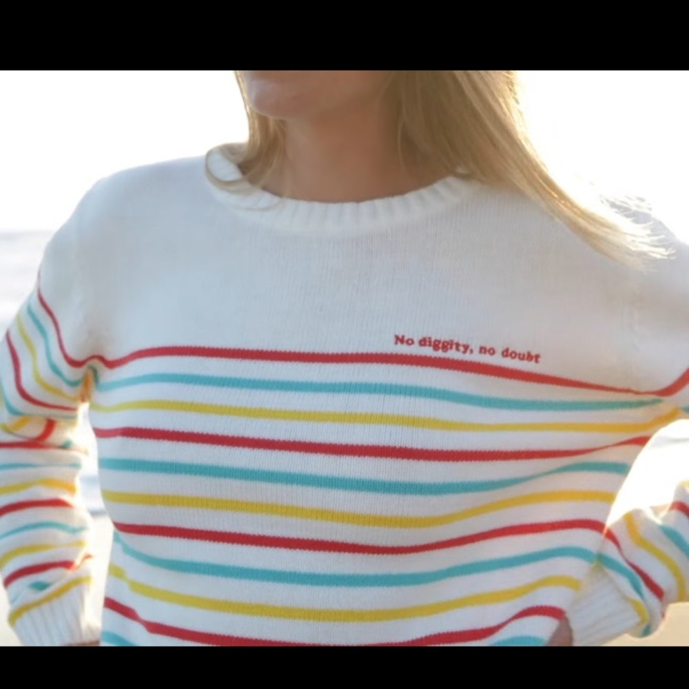 RARE “No diggity” Saturday Morning Pancakes Retro 90’s Cream Knit Sweater
